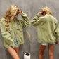 Perforated Coat Pocket Raglan Loose Jacket Women Denim