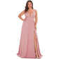 Robe trapèze ample sans manches à col en V profond