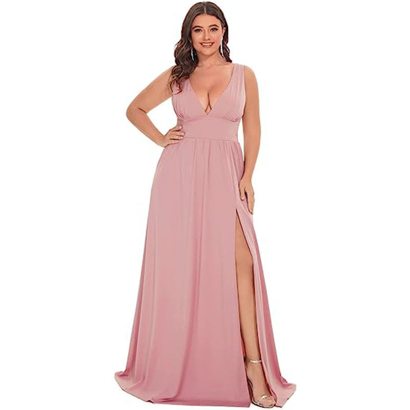 Robe trapèze ample sans manches à col en V profond