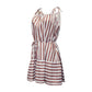 European And American Striped Print Suspender Stitching Casual Dress