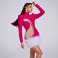 Rose Red Raglan Long Sleeve Ball Gown Dress