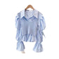 Suspender Shirt Two-piece French Bell Sleeve Short Top For Women