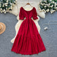 Women's French Retro A-Line Hollow-out Short-Sleeve Dress