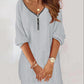 Simple Solid Color V-neck Knitted Long-sleeved Dress