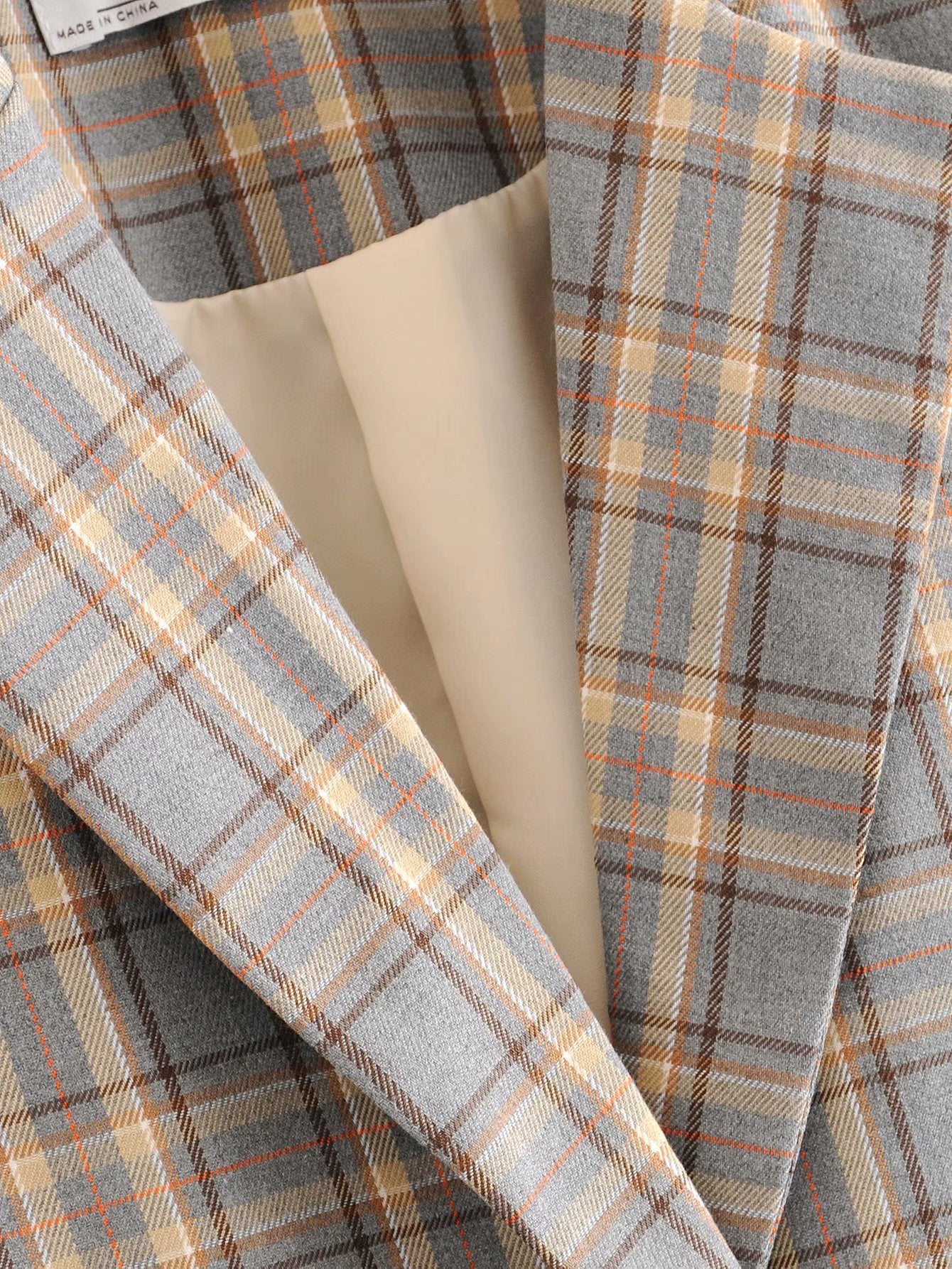 Korean style British style long plaid suit jacket
