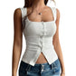 Slim-fit Buttoned Split Vest Sling Women's Top