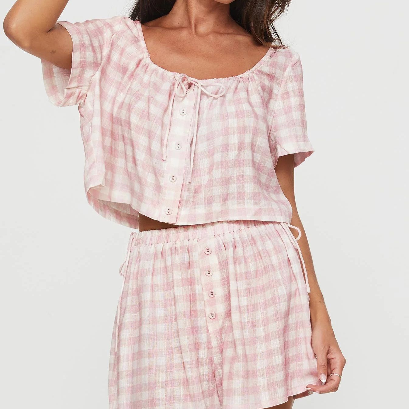 Women's Fashion Bowknot Button Shorts Casual Suit