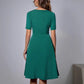 New V-neck Single-breasted Solid Color Dress