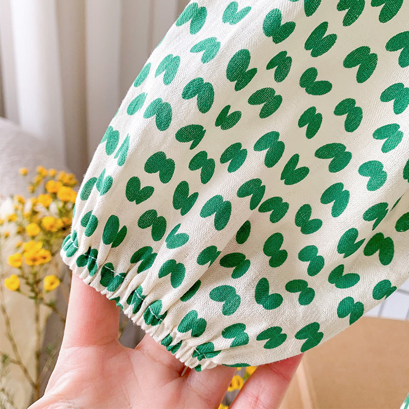 Green Polka Dots Peter Pan Collar Fashionable Princess Dress
