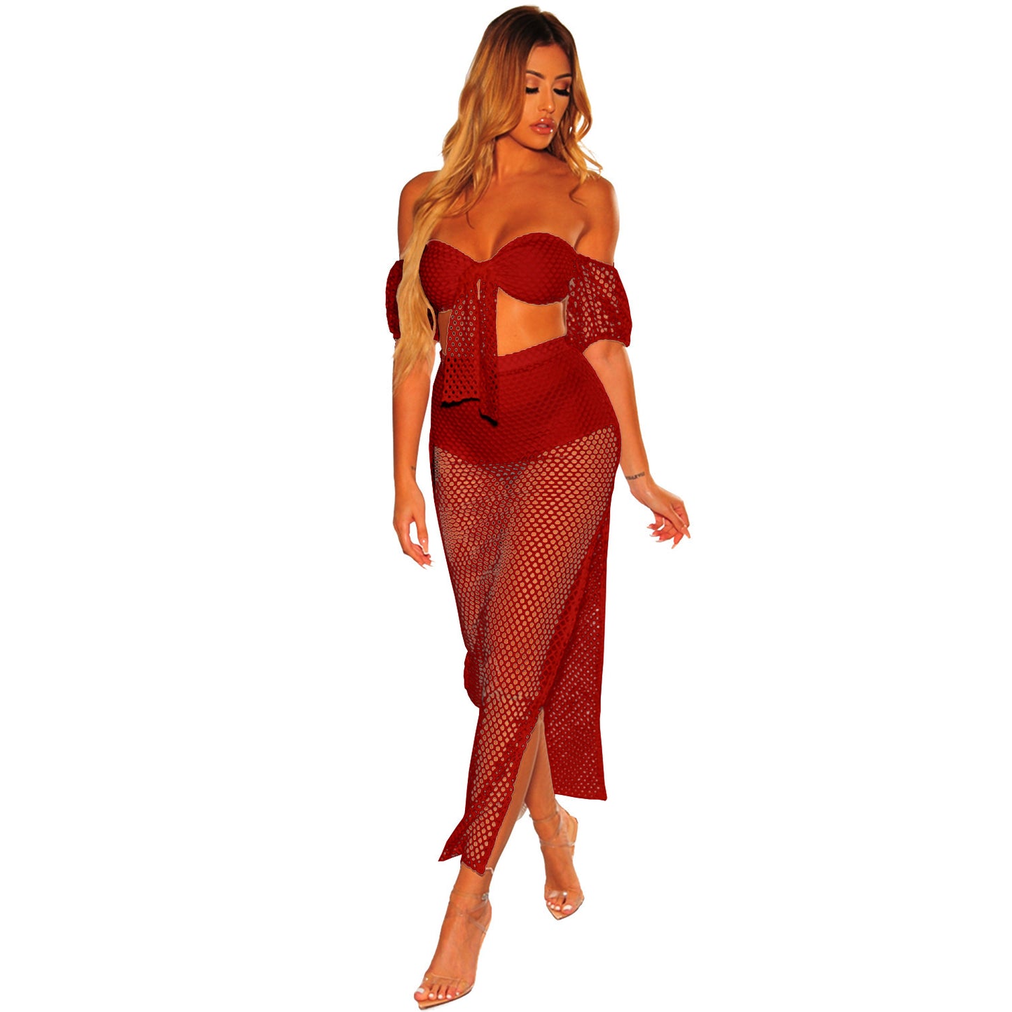High split two-piece beachwear
