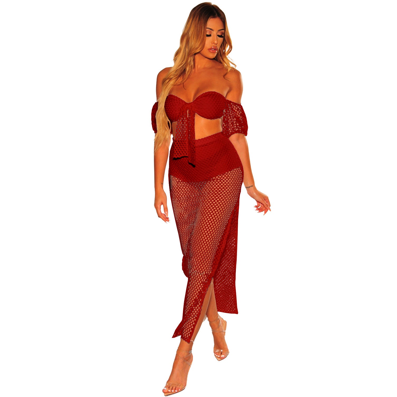 High split two-piece beachwear