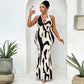 Halter Cows Pattern Dress V-neck Backless