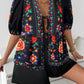 Women's Floral-print Cardigan With Tie-front Short-sleeve Top And Shorts Set