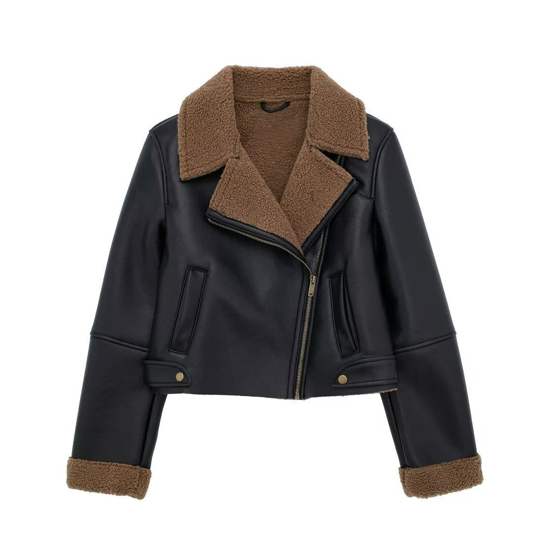 Veste de moto doublée en polaire de style européen et américain