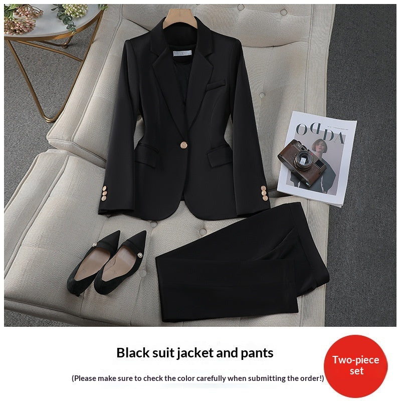 Acetate Satin Purple Suit Professional Womens Set AutumnWinter New Elegant Goddess-Style Commuter Workwear