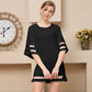Chiffon Mesh Patchwork Flared Sleeves Loose Round Neck Female Dress