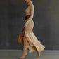 Womens High-neck Ribbed Midi Dress For Spring Autumn And Winter European And American Style