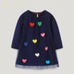Robe de princesse à manches longues pour enfant, motif cœur délicat
