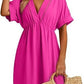Chemisier de maillot de bain pour femme, robe à manches courtes et col en V ajouré