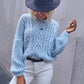Pull décontracté à manches longues et col rond pour femme