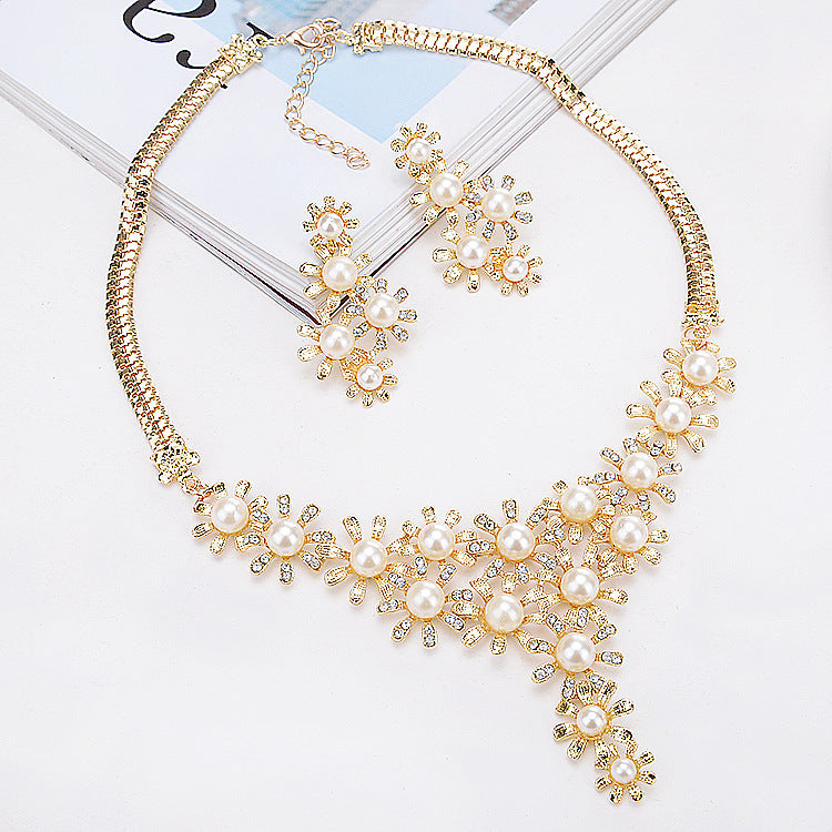 Europe And The United States Sell Money Network Pearl Necklace Set Bridal Jewelry Set Wholesale 9093