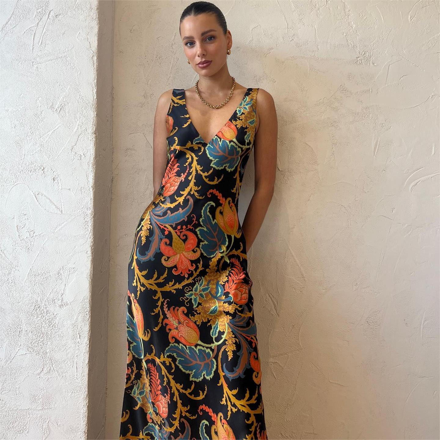 Fashion Print Dress Long Dress