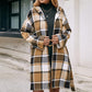 Loose Casual Checked Midi Belted Hooded Trench Coat