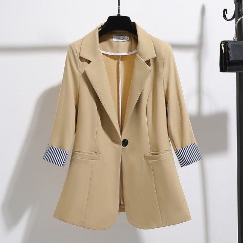 Korean Style Slim Drape Thin Three-quarter Sleeve Suit Top