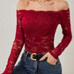 Elegant Fan-shaped Collar Off-shoulder Lace Top