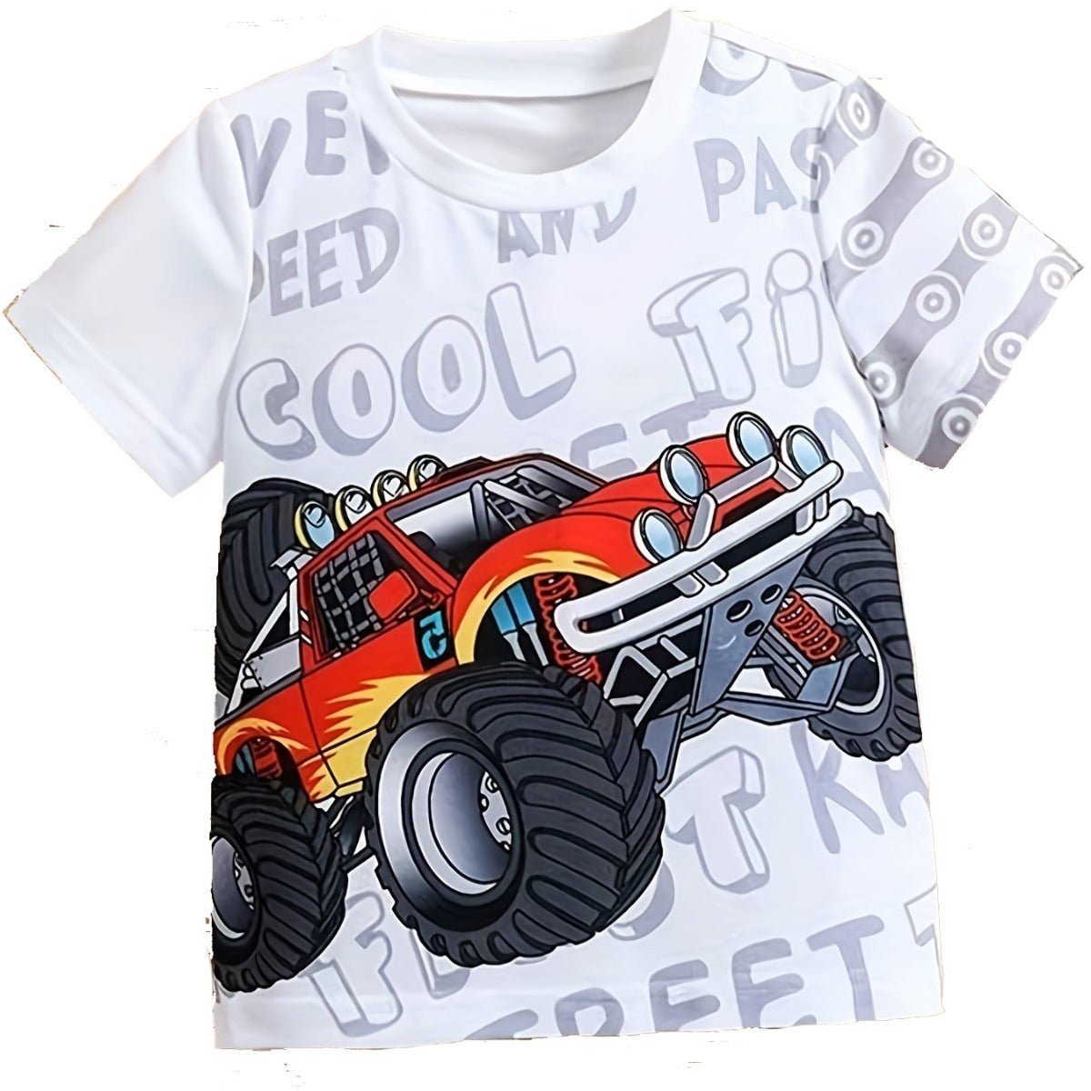 Fashion Children's Short-sleeved Cartoon Car Printing