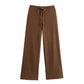 High waisted straight tube loose and slimming casual pants two-piece set
