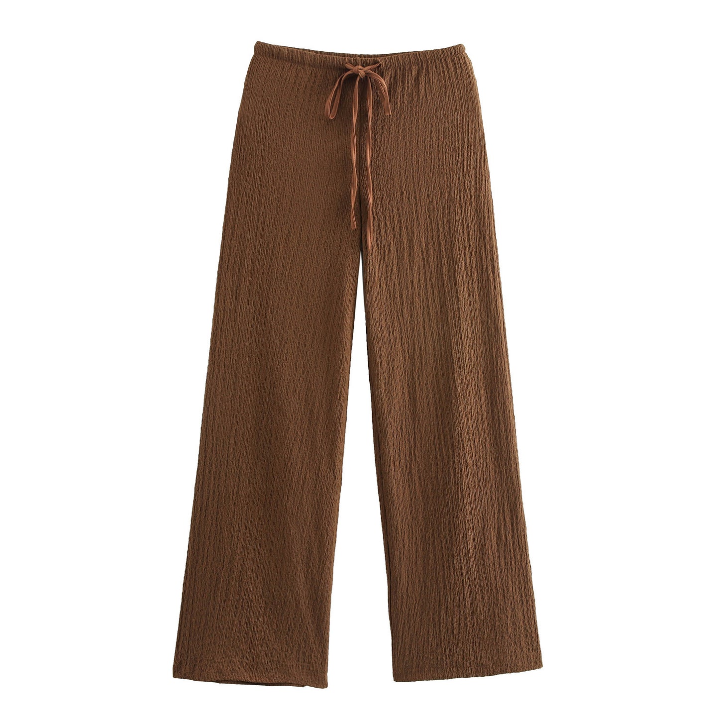 High waisted straight tube loose and slimming casual pants two-piece set