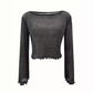 Sequin Gauze Bell Sleeve Casual Women's Clothing