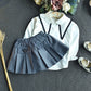 Girls' College Style Long-sleeved Shirt Pleated Skirt Two-piece