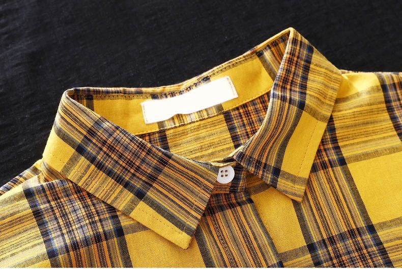 Chemise à carreaux mi-longue ample à manches longues pour femme