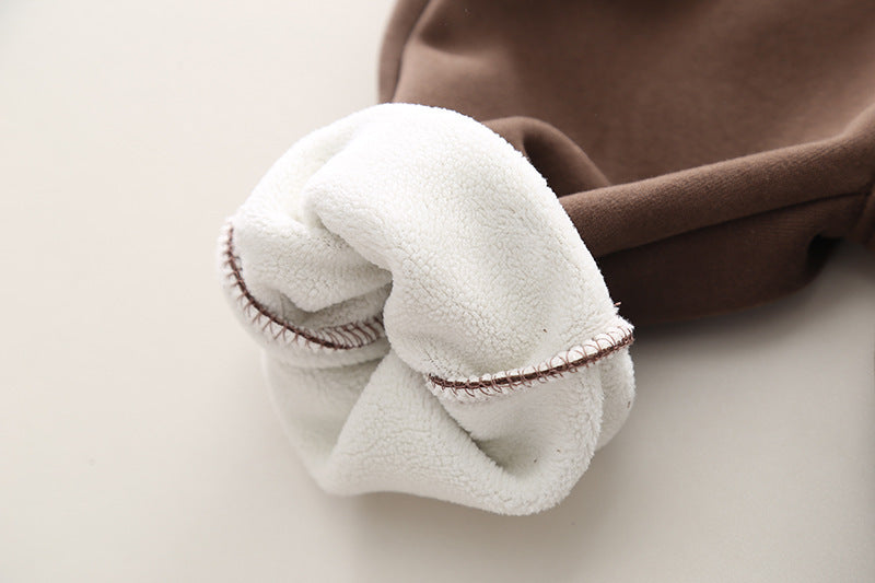 Korean Fleece-lined Two-piece Suit Baby Children Warm Suit
