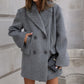 Winter Fashion Striped Print Temperament Loose Woolen Coat Women