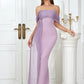 Women's Off-shoulder Pleated Long, Purple Style Hip Bag Dress