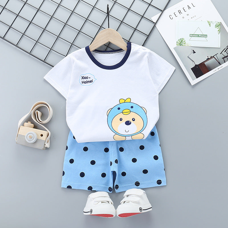 Ensemble d'été à manches courtes pour enfants en pur coton