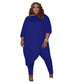 Large Size European And American Women's Clothing Cross-border Selling Spot Loose Solid Color Shoulder Two-piece Set Spring And Autumn