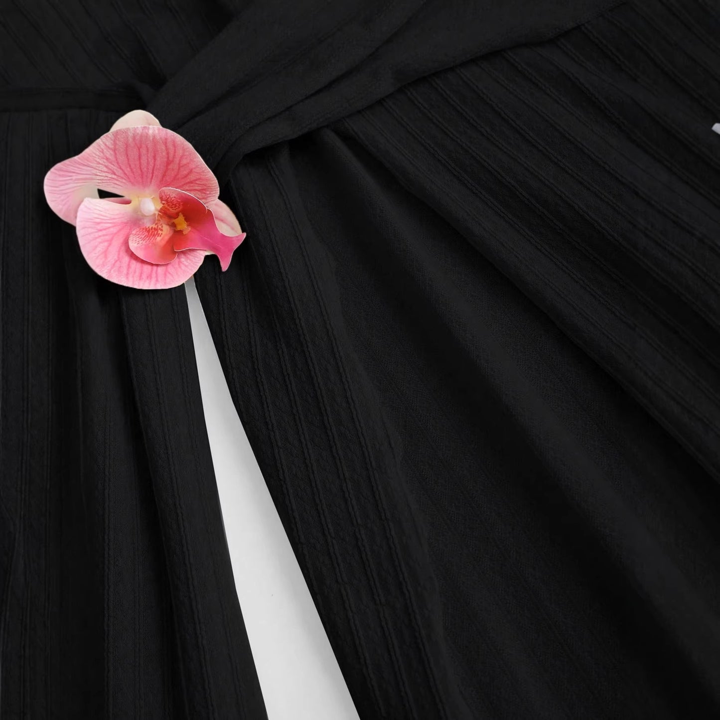 Floral Decorated Wrap Skirt With A Slit