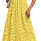 V-neck Hollow Pleated Short Sleeves Long Dress