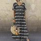 V-neck Ruffled Sleeve Striped Print Dress