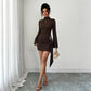 Knitted Solid-Color Slimming Dress With Metal Buttons