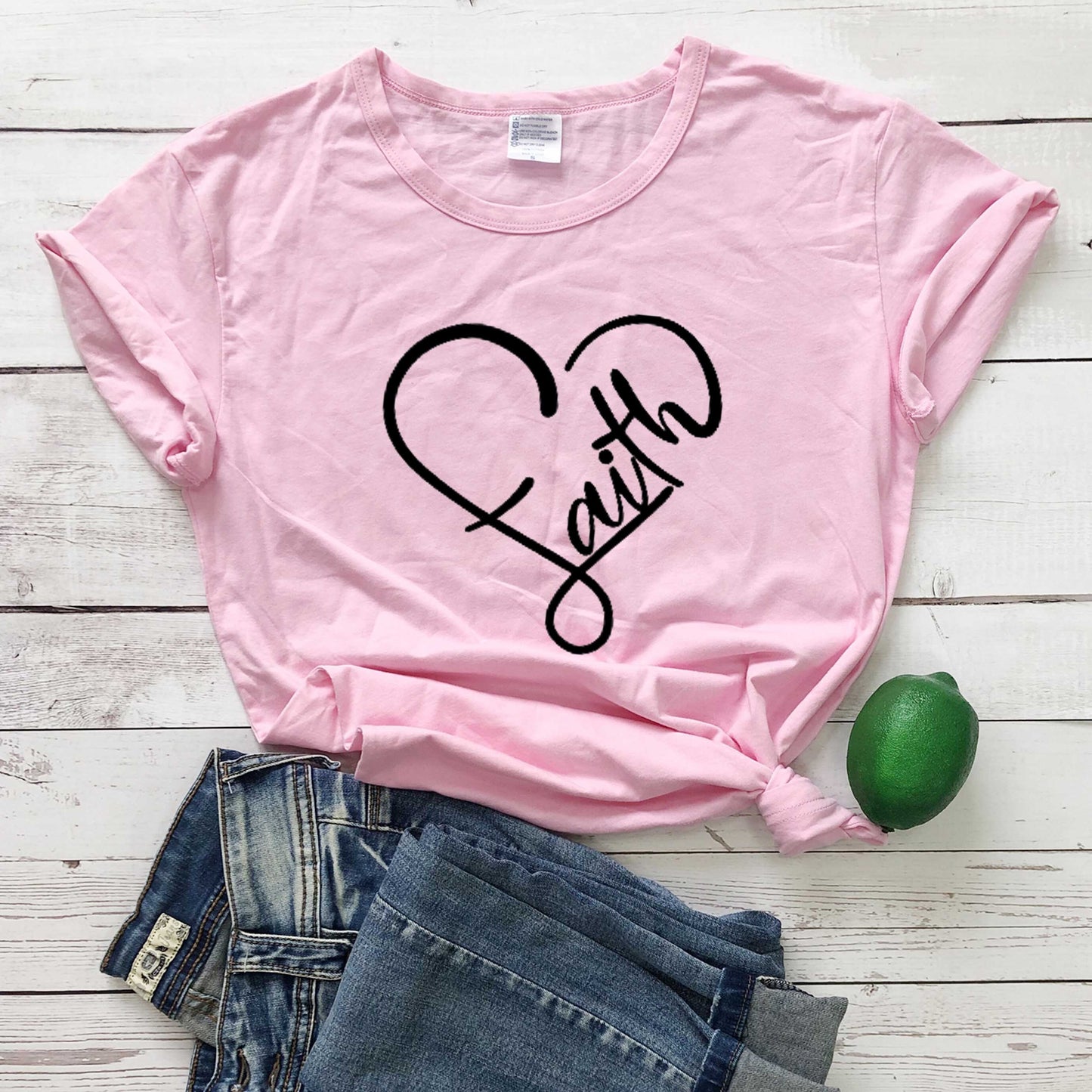 Love print t-shirt round neck short sleeve casual top
