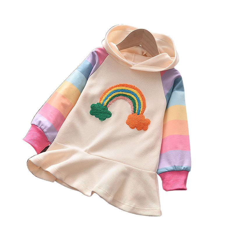 Robe de princesse brodée arc-en-ciel pour fille