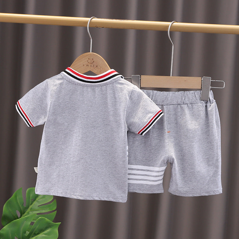 Western Style Boys' Summer Lapels Short Sleeve Two-piece Suit