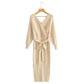 Women's Fashion Series Belt Waist Slit Dress