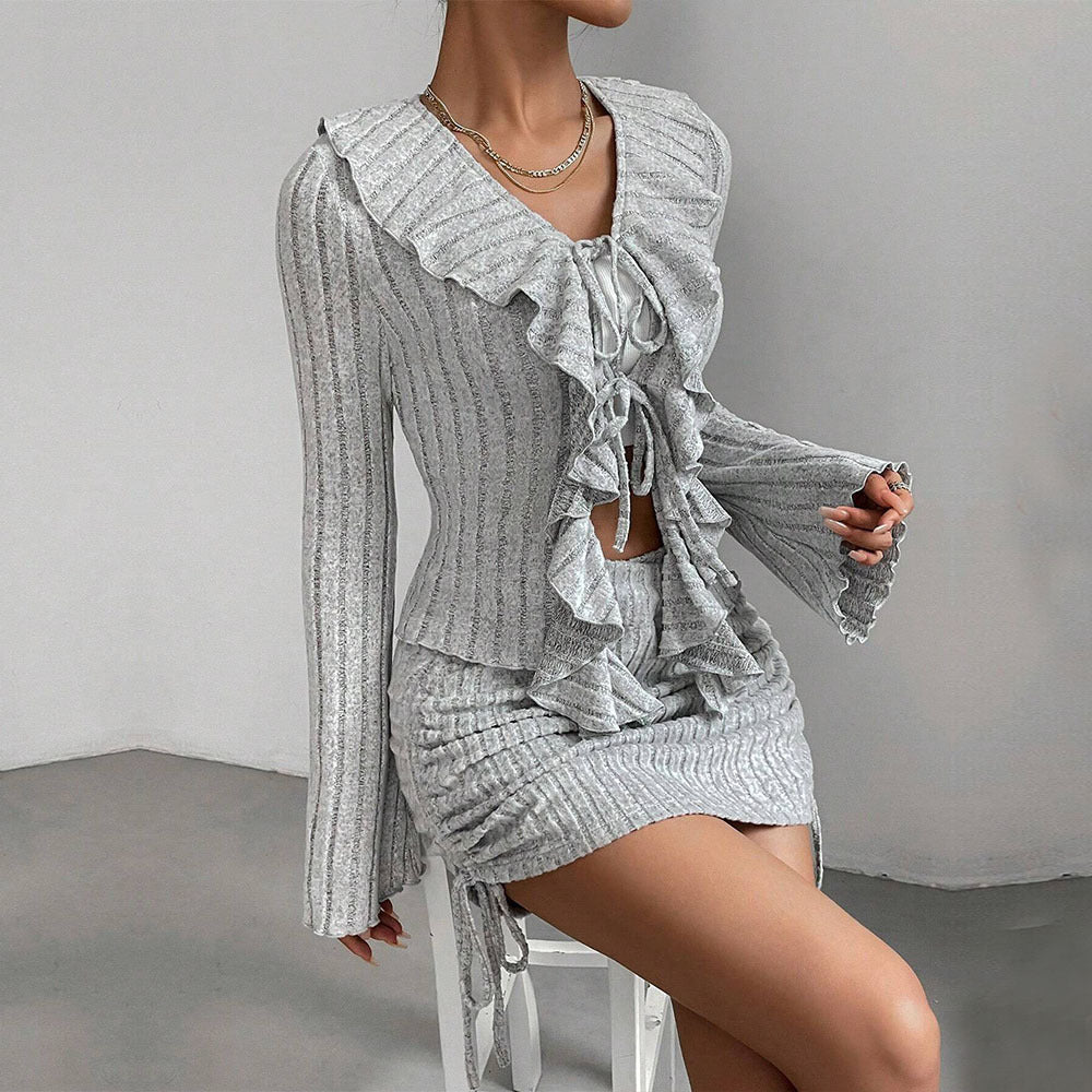 Women's Elegant Fashion Ruffled Slim-fit Suit