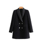 European and American Style Silk Satin Texture Lapel Velvet Coat